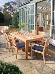 Laura Ashley Natural Salcey Garden 6 Seater Teak Dining Table and Chair Cushions - Image 1 of 4