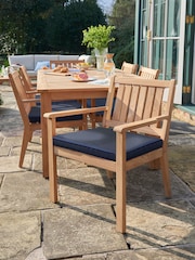Laura Ashley Natural Salcey Garden 6 Seater Teak Dining Table and Chair Cushions - Image 2 of 4