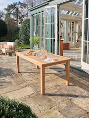 Laura Ashley Natural Salcey Garden 6 Seater Teak Dining Table and Chair Cushions - Image 3 of 4