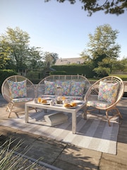 Laura Ashley White Havana Garden Rattan 2 Seater Sofa with Tulips Cushions - Image 4 of 4
