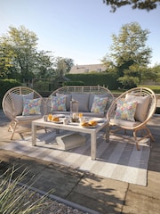 Laura Ashley 4 Piece White Havana Garden Rattan Sofa and Coffee Table Cushions - Image 1 of 5