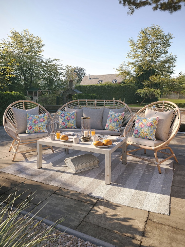 Laura Ashley 4 Piece White Havana Garden Rattan Sofa and Coffee Table Cushions - Image 1 of 5