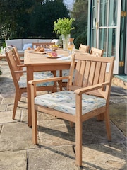 Laura Ashley Natural Salcey Garden 6 Seater Teak Dining Table and Chair Cushions - Image 2 of 5