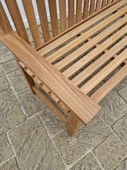 Laura Ashley Natural Salcey Garden Teak Bench with Gosford Plum Cushions - Image 2 of 4
