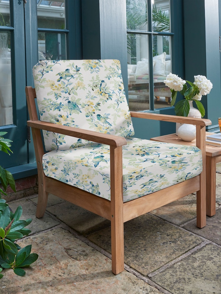 Laura Ashley Natural Salcey Garden Teak Chair with Sylvie Cushions - Image 1 of 2
