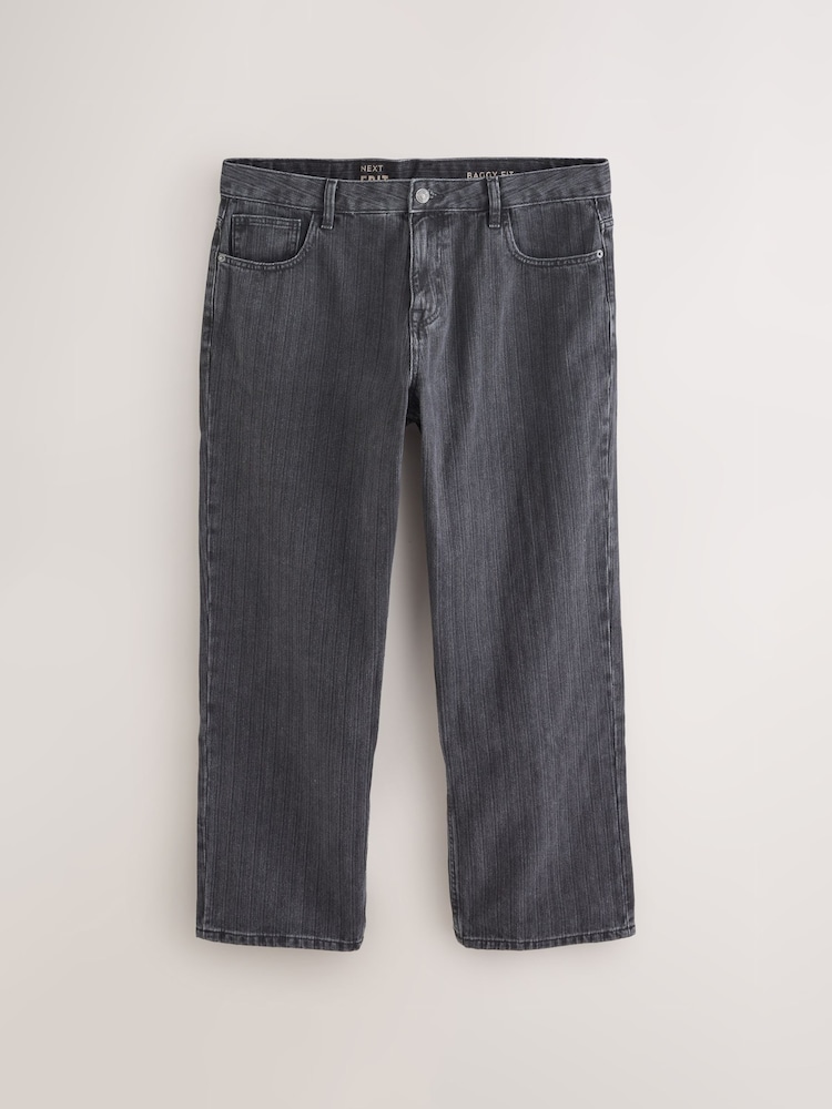 Schwarz - Edit Textured Baggy Jeans - Bild 1 von 3