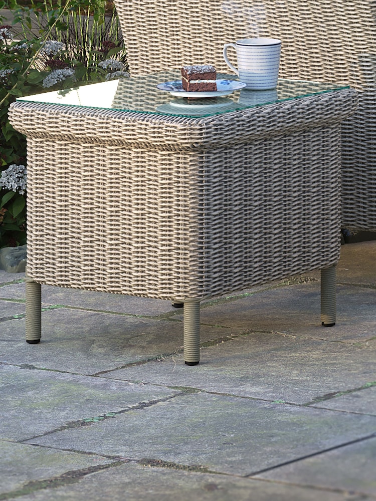 Laura Ashley Cream Arley Garden Rattan Side Table - Image 1 of 4 Laura Ashley Cream Arley Garden Rattan Side Table - Image 1 of 4