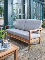 Laura Ashley Natural Salcey Garden Teak 2 Seater Sofa Saunton Cushions - Image 3 of 3