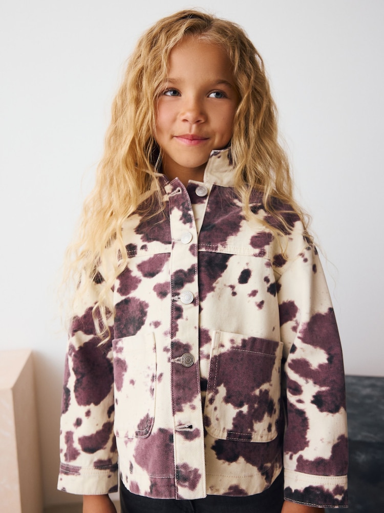 Brown/White Cow Print Shacket (3-16yrs) - Image 4 of 4