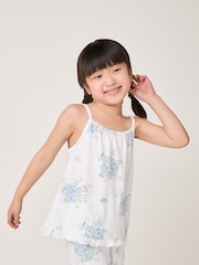 The White Company Relaxed Fit Blue Vintage Floral Frill Hem Short Pyjamas - Image 1 of 5