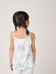 The White Company Relaxed Fit Blue Vintage Floral Frill Hem Short Pyjamas - Image 2 of 5
