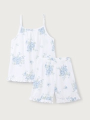 The White Company Relaxed Fit Blue Vintage Floral Frill Hem Short Pyjamas - Image 5 of 5