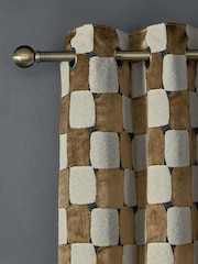 Collection Luxe Heavyweight Velvet Checkerboard Eyelet Lined Curtains - صورة 3 من 4