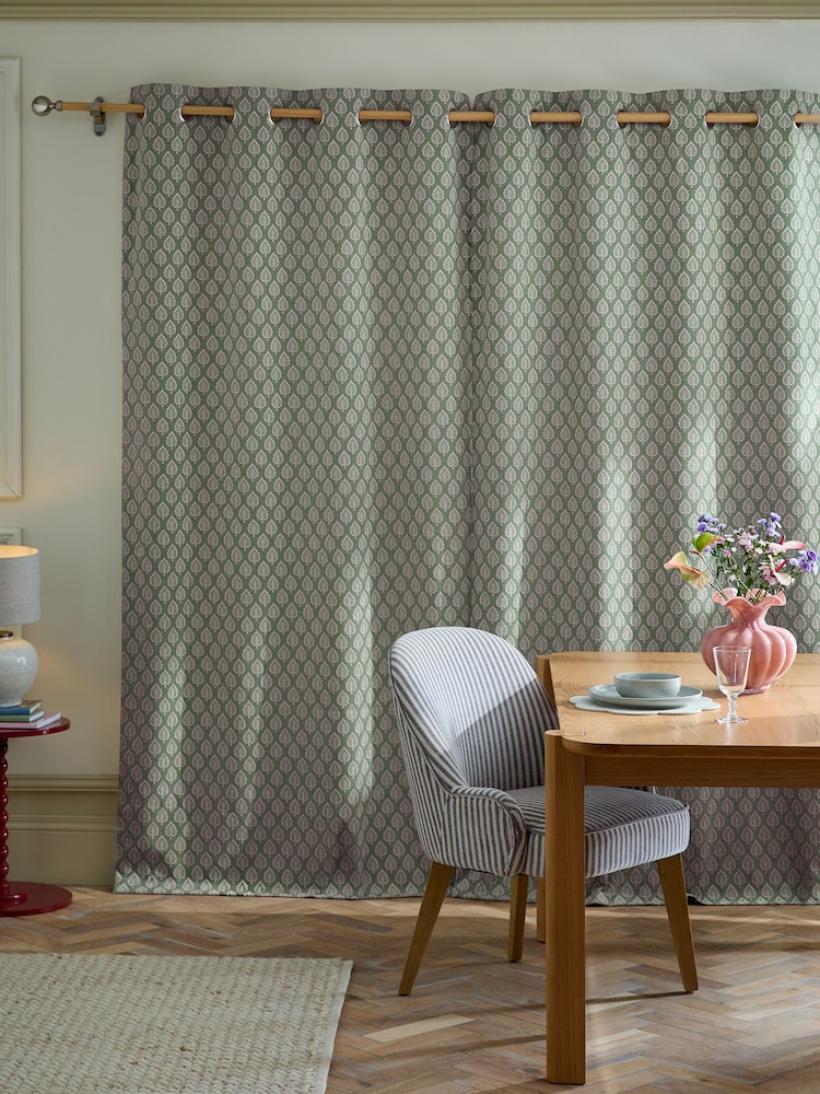 Collection Luxe Embroidered Leaves Eyelet Lined Curtains - Bild 2 von 5