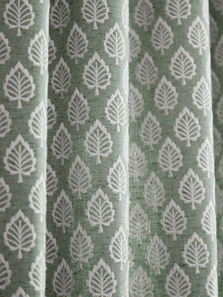 Collection Luxe Embroidered Leaves Eyelet Lined Curtains - Bild 5 von 5