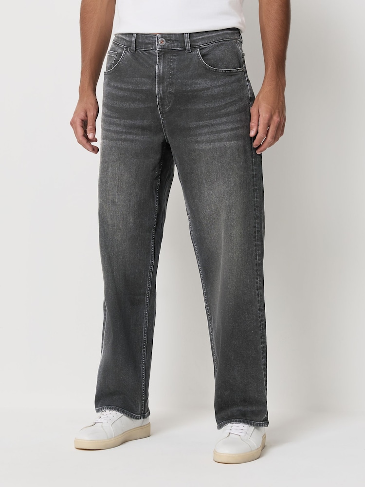 Washed Black Baggy Fit Classic Stretch Jeans - Image 1 of 11 Washed Black Baggy Fit Classic Stretch Jeans - Image 1 of 11