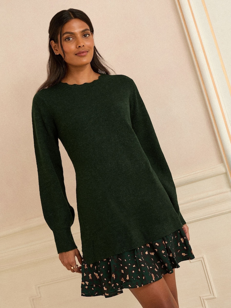 Love & Roses Woven Skirt Knit Mini Dress - Bild 2 von 5