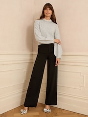 Love & Roses Grey Embellished Neck Knitted Jumper - Image 3 of 4