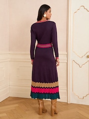 Vestido midi de malha com decote entalhado Love & Roses - Imagem 2 de 4