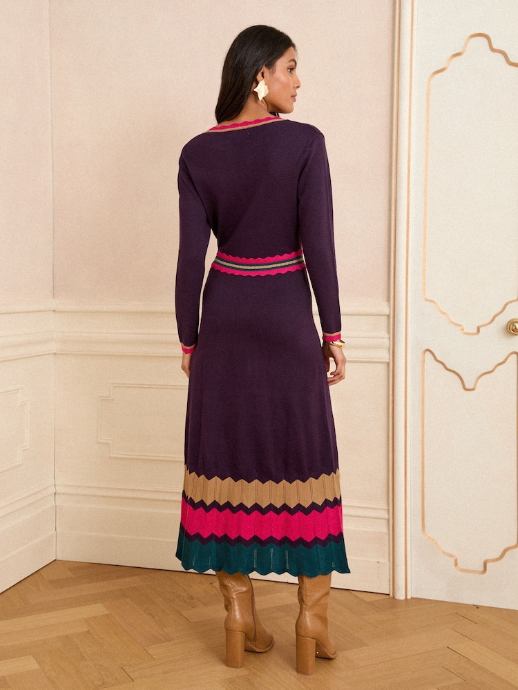 Vestido midi de malha com decote entalhado Love & Roses - Imagem 2 de 4