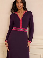 Vestido midi de malha com decote entalhado Love & Roses - Imagem 3 de 4