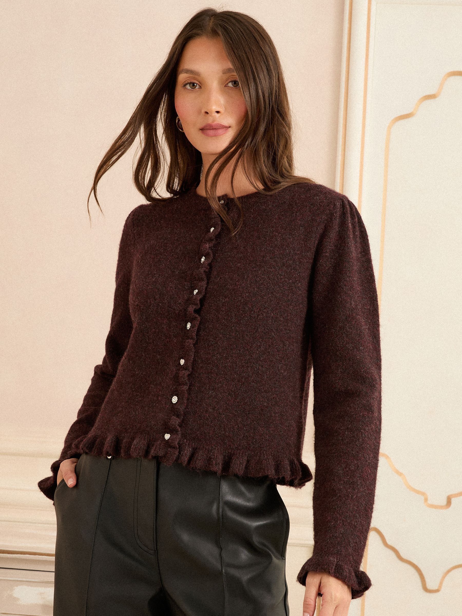 Buy Love & Roses Chocolate Brown Frill Button Cardigan from Next USA