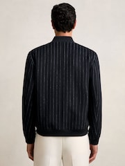 Reiss Navy Baddow Wool-Blend Chalk-Stripe Bomber Jacket - Image 5 of 6