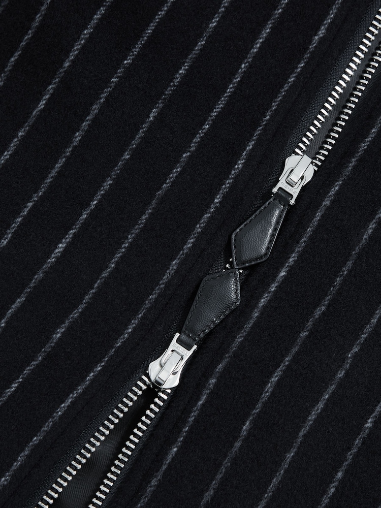 Reiss Navy Baddow Wool-Blend Chalk-Stripe Bomber Jacket - Image 6 of 6