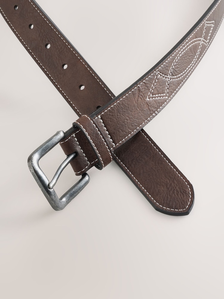 Chocolate Brown Faux Leather Belt - Image 4 of 4 Chocolate Brown Faux Leather Belt - Image 4 of 4