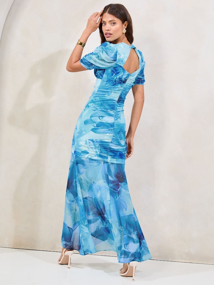Petite Floral Maxi Fitted Maxi Dress Uk Buy Lipsy Blue Petite