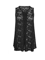 Yours Curve Black Broderie Anglaise Vest - Image 5 of 5