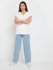 Long Tall Sally Black 100% Cotton Short Sleeve Pintuck Henley Tops 2 Pack - Image 3 of 8