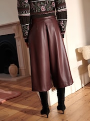 Burgundy Red Faux Leather Jort Trousers - Image 3 of 7