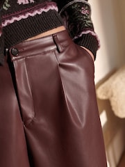 Burgundy Red Faux Leather Jort Trousers - Image 4 of 7