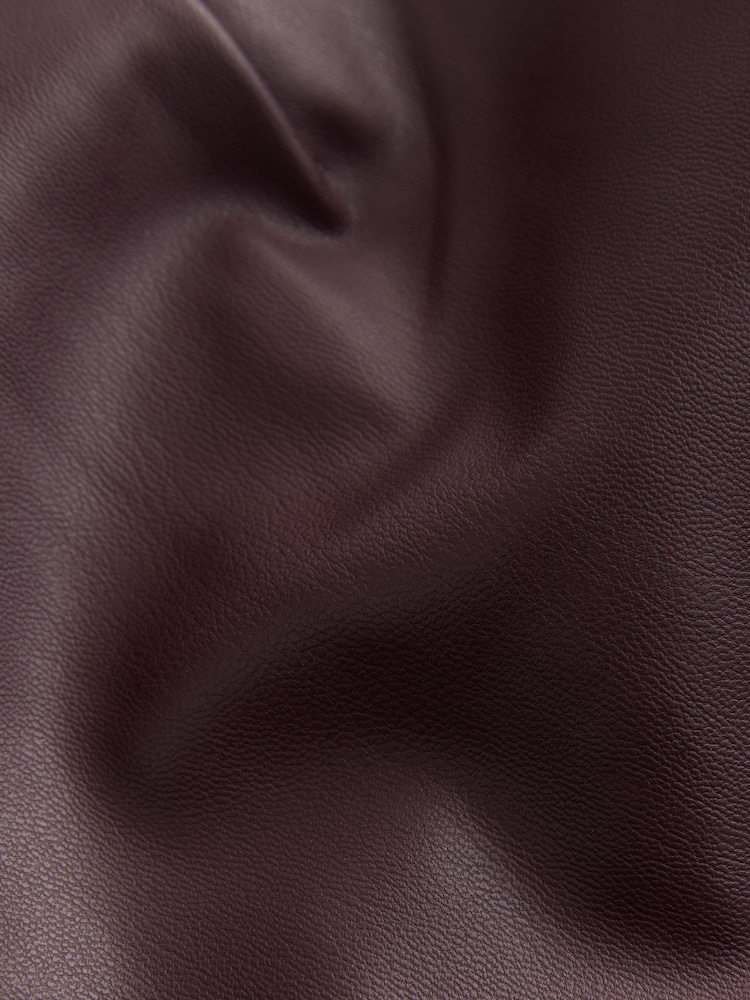Burgundy Red Faux Leather Jort Trousers - Image 7 of 7 Burgundy Red Faux Leather Jort Trousers - Image 7 of 7