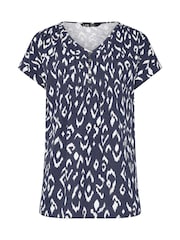 Long Tall Sally Blue 100% Cotton Short Sleeve Pintuck Henley Tops 2 Pack - Image 7 of 8