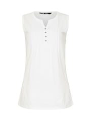 Long Tall Sally Aqua Blue 100% Cotton Sleeveless Henley T-Shirts 2 Pack - Image 7 of 7
