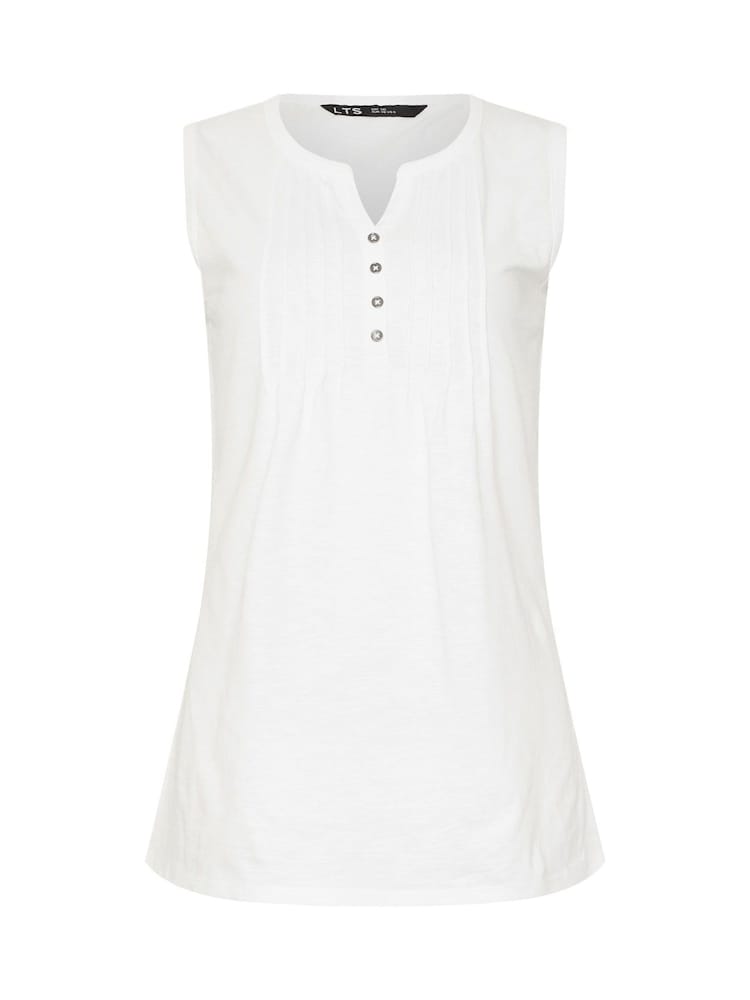 Long Tall Sally Aqua Blue 100% Cotton Sleeveless Henley T-Shirts 2 Pack - Image 7 of 7