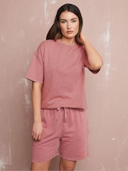 Long Tall Sally Pink Acid Wash Short Sleeve Sweat Top - Image 1 of 5