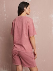 Long Tall Sally Pink Acid Wash Short Sleeve Sweat Top - Image 2 of 5