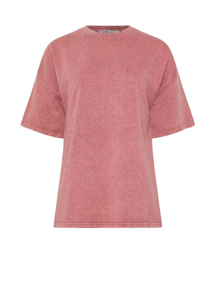 Long Tall Sally Pink Acid Wash Short Sleeve Sweat Top - Image 5 of 5