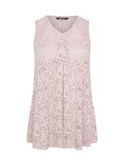 Yours Curve Pink Broderie Anglaise Vest - Image 5 of 5