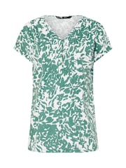 Long Tall Sally Green 100% Cotton Short Sleeve Pintuck Henley Tops 2 Pack - Image 7 of 8