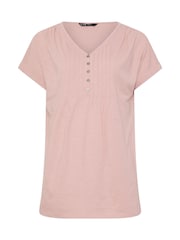 Long Tall Sally Green 100% Cotton Short Sleeve Pintuck Henley Tops 2 Pack - Image 8 of 8