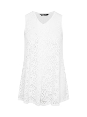 Yours Curve White Broderie Anglaise Vest - Image 5 of 5