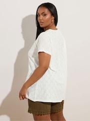 Yours Curve White Anglaise Broderie Swing Top - Image 3 of 5