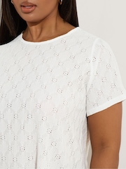 Yours Curve White Anglaise Broderie Swing Top - Image 4 of 5