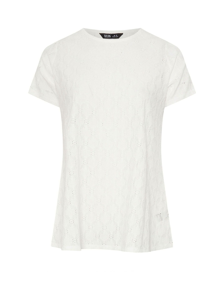 Yours Curve White Anglaise Broderie Swing Top - Image 5 of 5