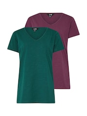 Long Tall Sally 100% algodão V-Neck T-Shirts 2 com pacote - Imagem 6 de 8