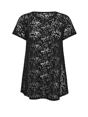 Yours Curve Black Broderie Anglaise Top - Image 5 of 5